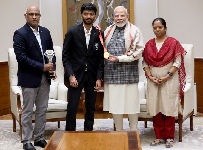 India's PM Narendra Modi praises "India's pride" chess champion D Gukesh for his determination, success