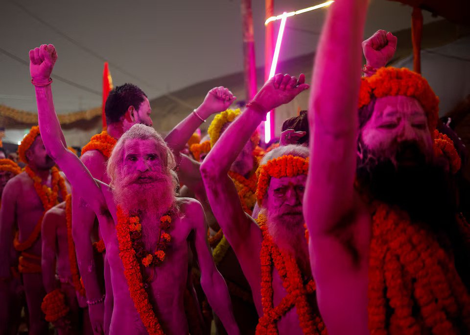 Dreadlocked Indian ascetics among 35 mln who take holy dip in Maha Kumbh festival