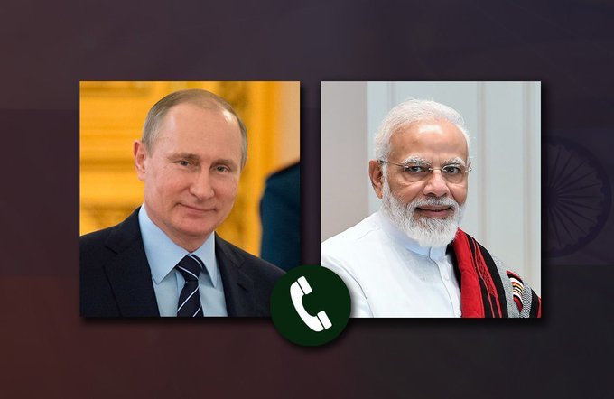 India's PM Modi talks with Russian President Putin