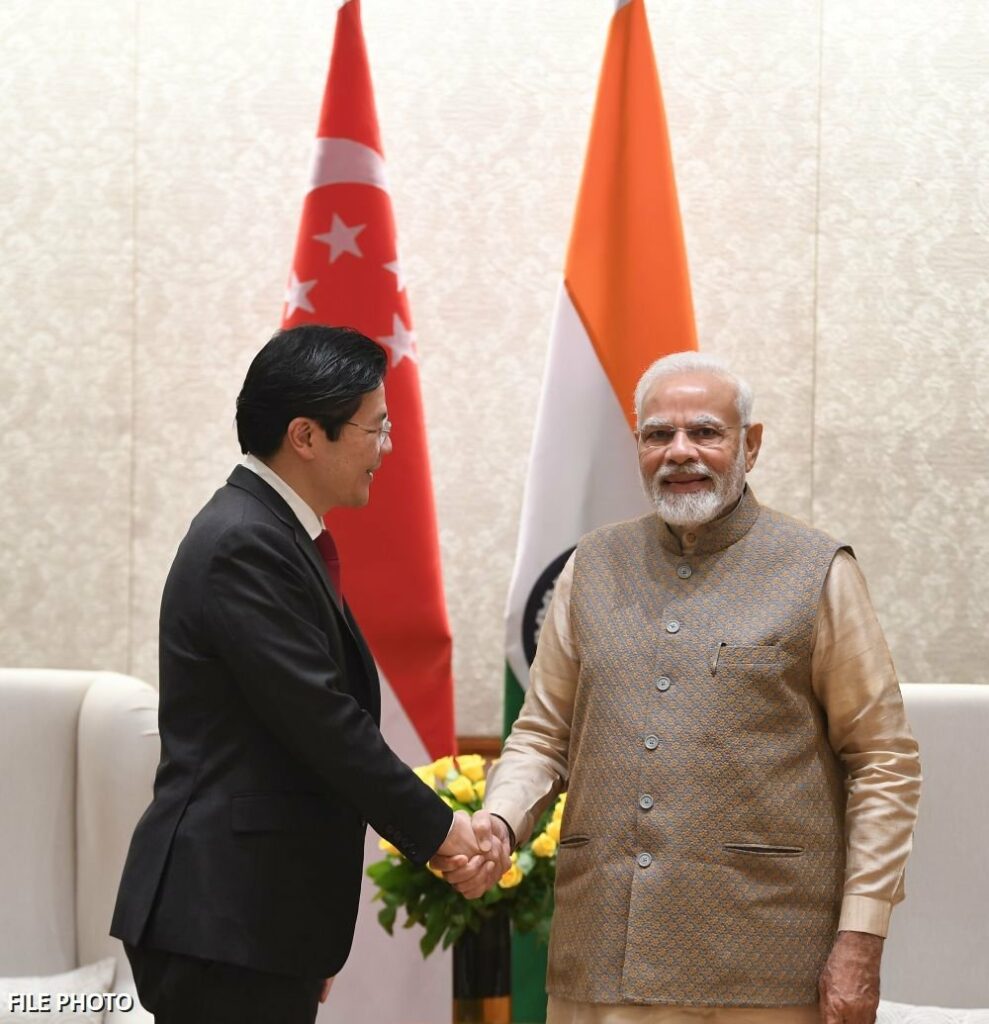 Indian Prime Minister Narendra Modi and Singaporean Prime Minister Lawrence Wong.